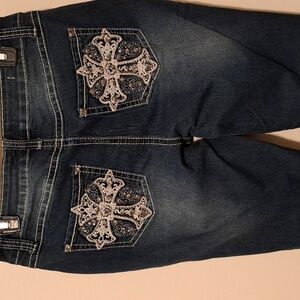 Cato Blue Straight Jeans with Faded Details.  Size 10 X 31